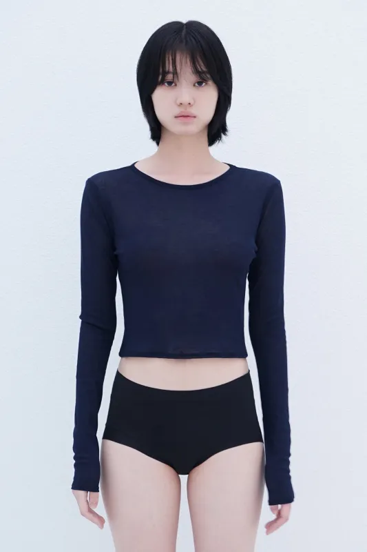 Crew Neck Cropped Top Navy sold by Tu es mon TRESOR