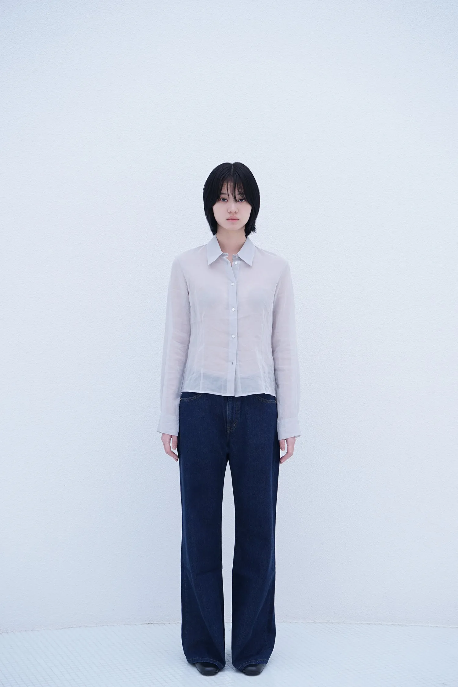 Cotton Lawn Sheer Shirt L.Grey sold by Tu es mon TRESOR product image thumbnail 3