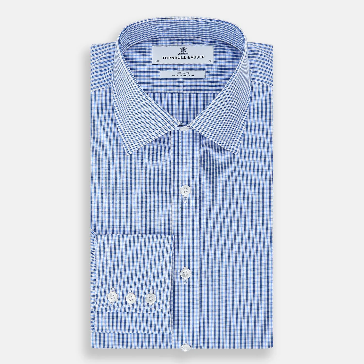 Blue Multi Micro Check Mayfair Shirt sold by Turnbull & Asser product image thumbnail 5
