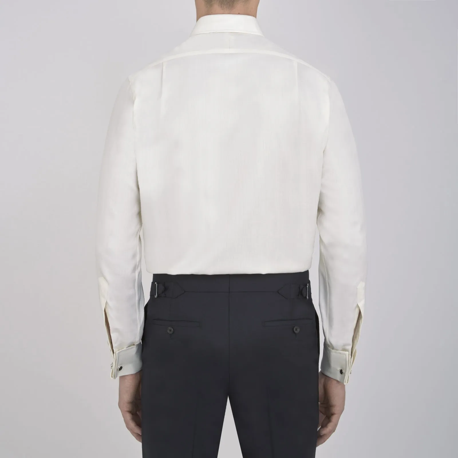 Cream Herringbone Superfine Cotton Shirt with T&A Collar and Double Cuffs sold by Turnbull & Asser product image thumbnail 3