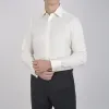 Cream Herringbone Superfine Cotton Shirt with T&A Collar and Double Cuffs sold by Turnbull & Asser