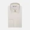 Cream Herringbone Superfine Cotton Shirt with T&A Collar and Double Cuffs sold by Turnbull & Asser