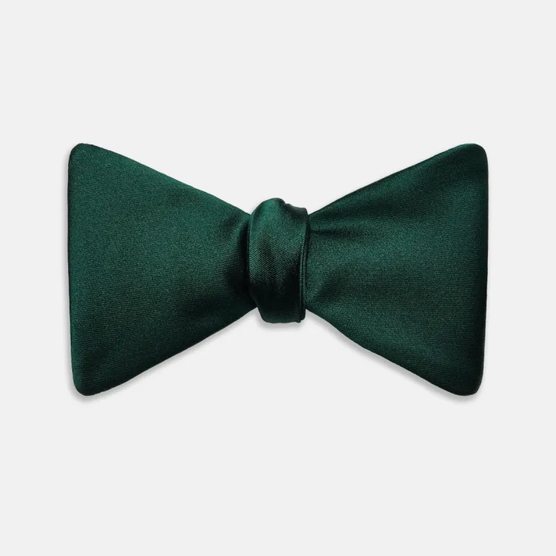 Forest Green Plain Satin Silk Bow Tie sold by Turnbull & Asser
