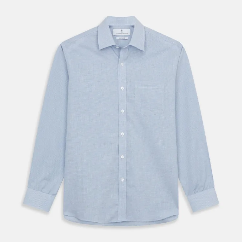 Blue Weekend Fit Cotton-Cashmere Finch Shirt With Derby Collar And Chest Pocket sold by Turnbull & Asser
