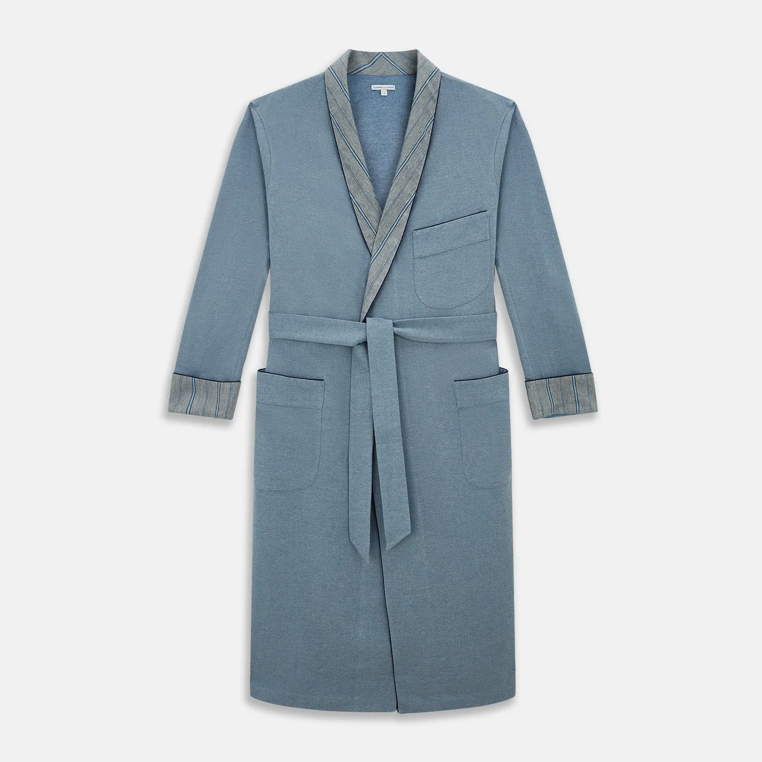 Blue Stripe Collar Cotton Twill Gown sold by Turnbull & Asser