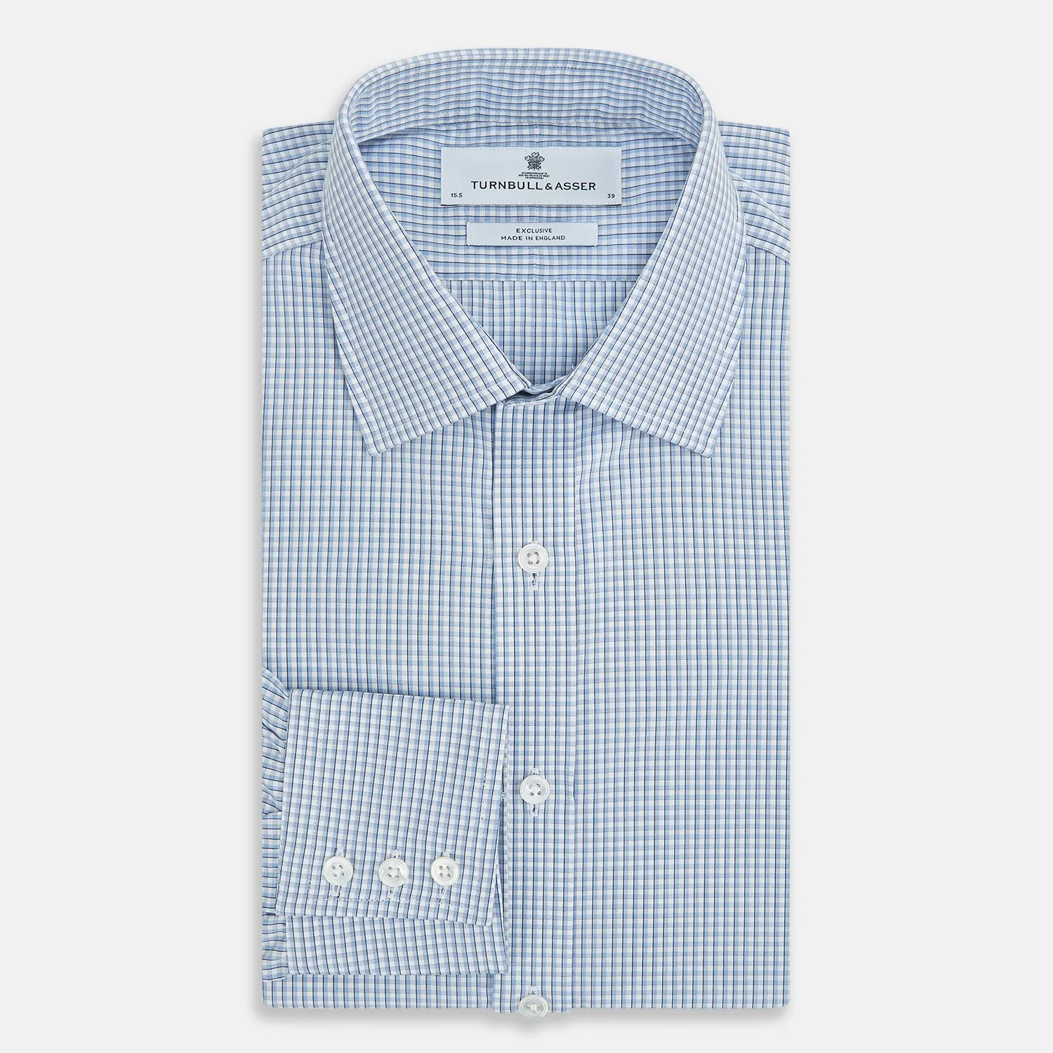 Blue Micro Shadow Check Mayfair Shirt sold by Turnbull & Asser product image thumbnail 5