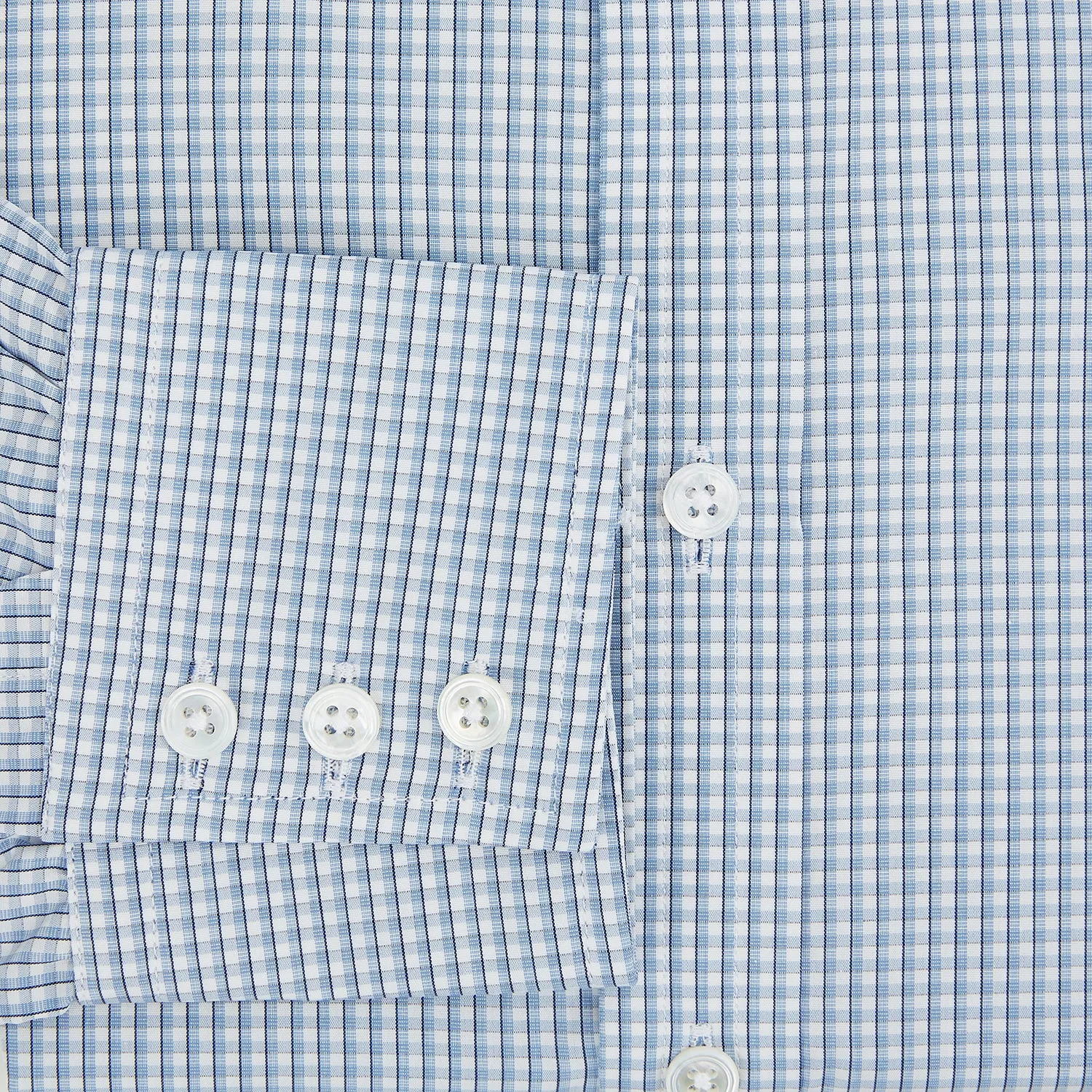 Blue Micro Shadow Check Mayfair Shirt sold by Turnbull & Asser product image thumbnail 4