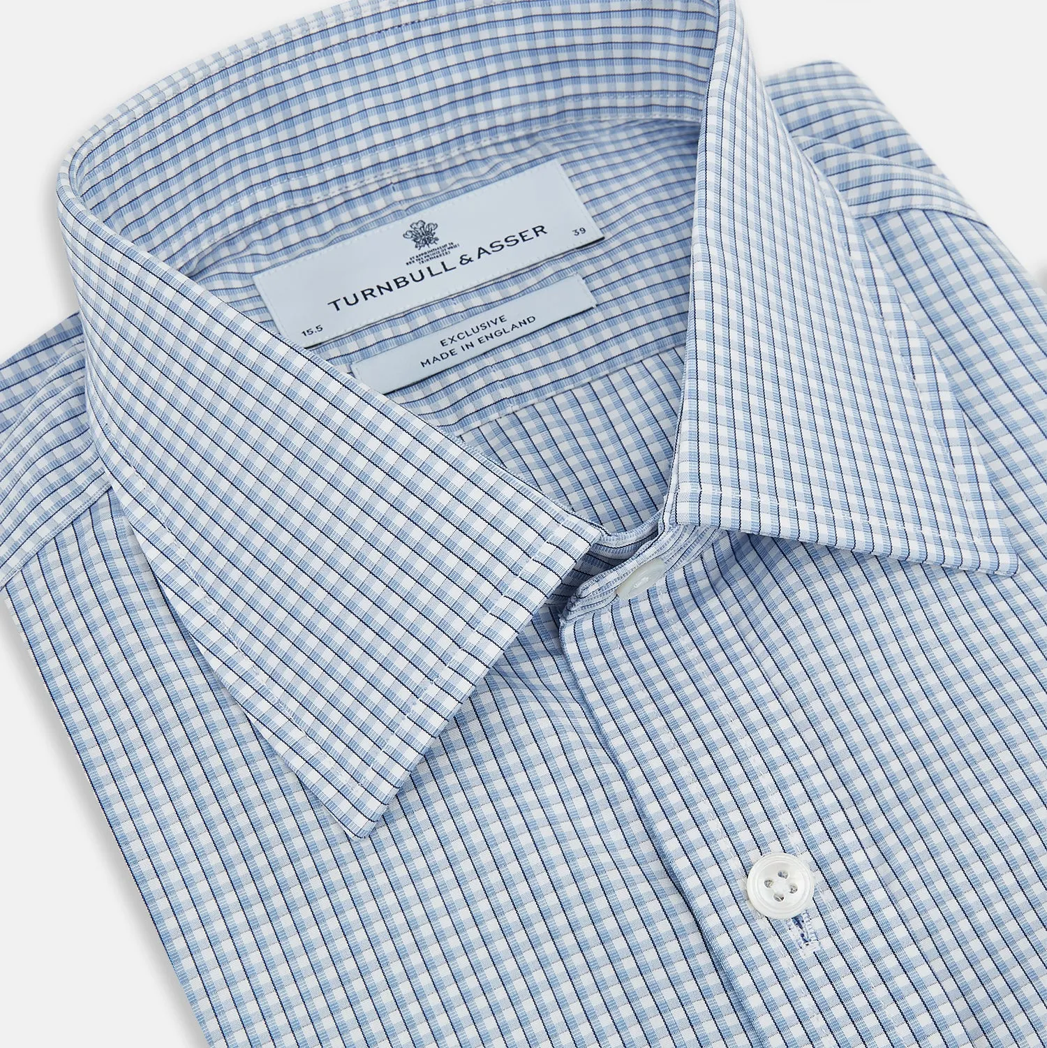 Blue Micro Shadow Check Mayfair Shirt sold by Turnbull & Asser product image thumbnail 2