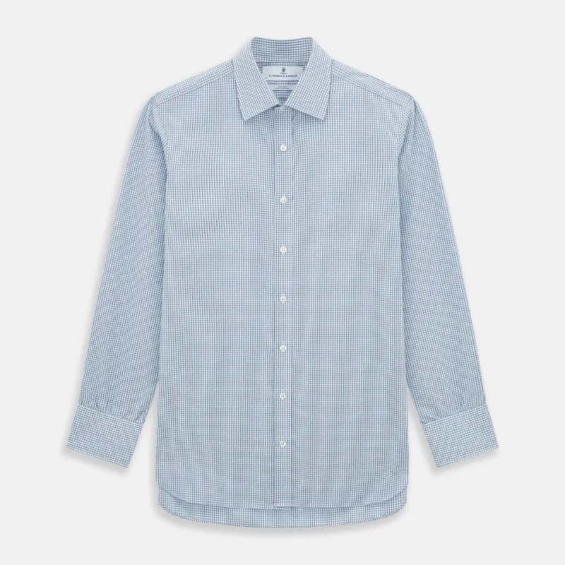 Blue Micro Shadow Check Mayfair Shirt sold by Turnbull & Asser
