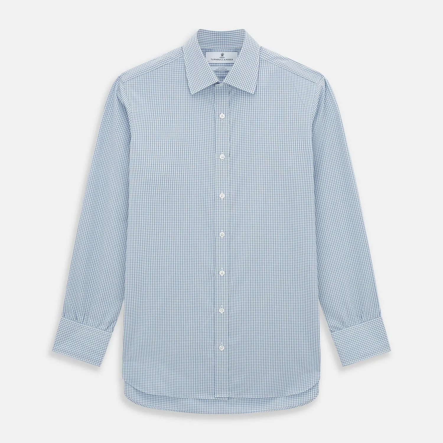 Blue Micro Shadow Check Mayfair Shirt sold by Turnbull & Asser