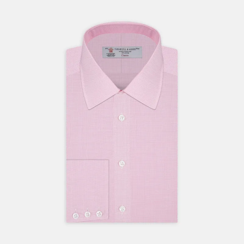 Pink Micro-Check Cotton Shirt with T&A Collar and 3-Button Cuffs sold by Turnbull & Asser