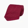 Burgundy and White Small Spot Printed Silk Tie sold by Turnbull & Asser