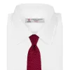 Burgundy and White Small Spot Printed Silk Tie sold by Turnbull & Asser