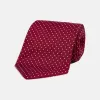Burgundy and White Small Spot Printed Silk Tie sold by Turnbull & Asser