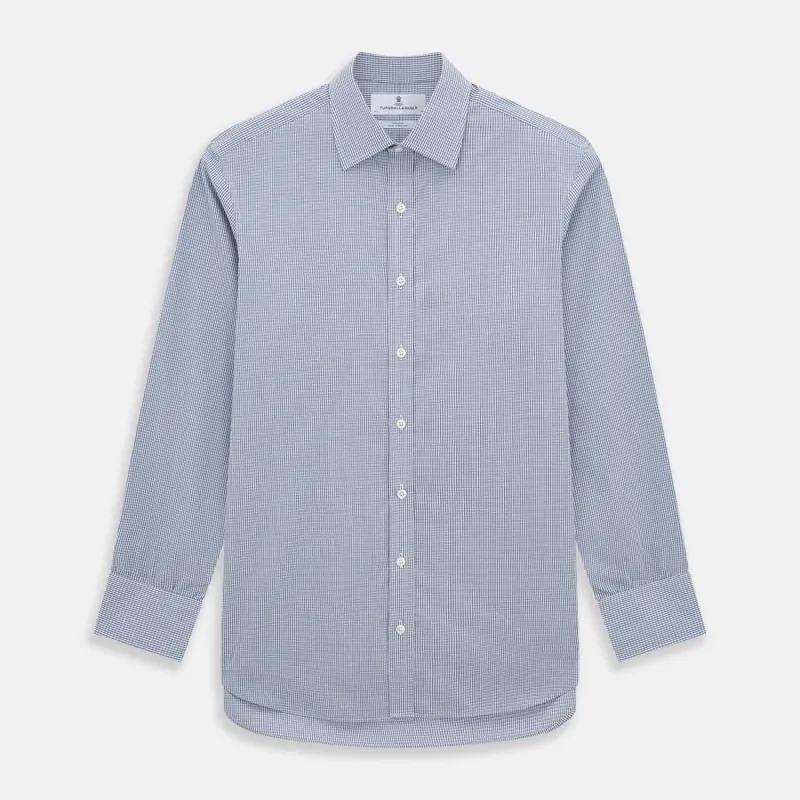 Pale Blue Micro Graph Check Mayfair Shirt sold by Turnbull & Asser