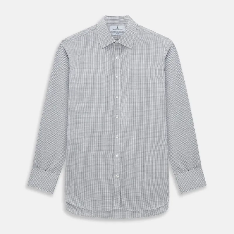 Midnight Blue Micro Tattersall Check Mayfair Shirt sold by Turnbull & Asser