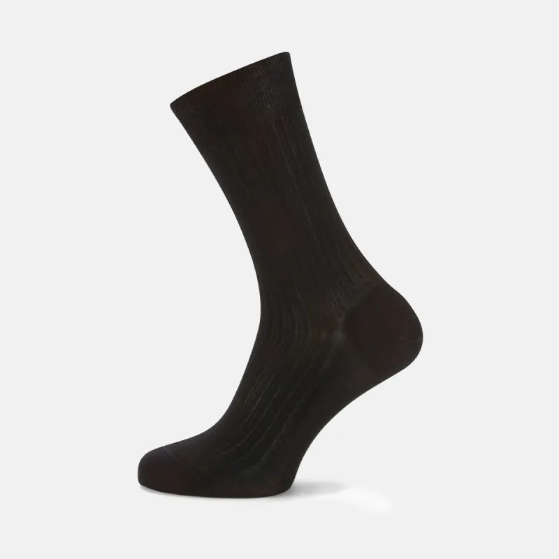 Black Short Cotton Socks sold by Turnbull & Asser