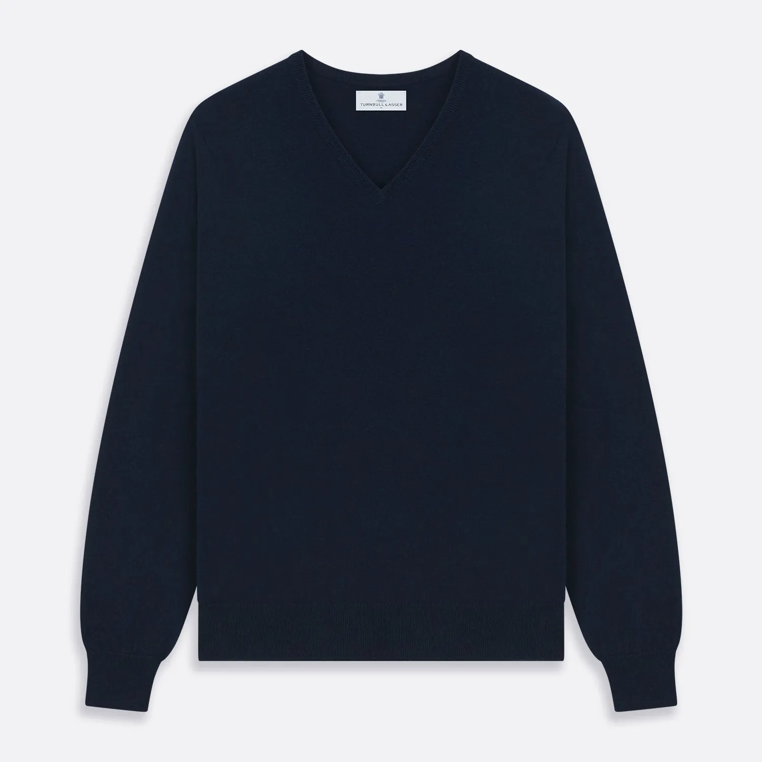 Navy V-Neck Cashmere Jumper sold by Turnbull & Asser