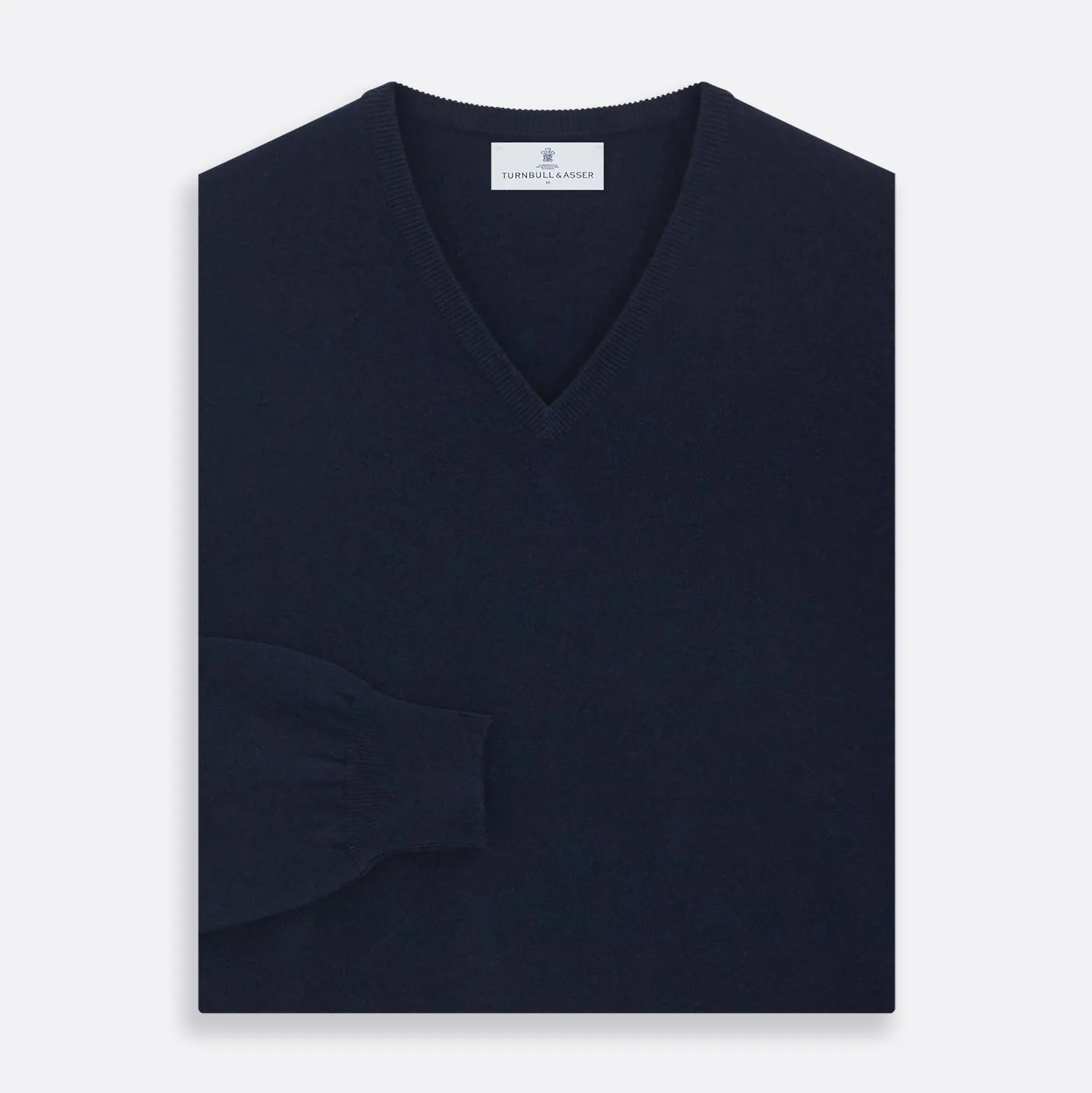 Navy V-Neck Cashmere Jumper sold by Turnbull & Asser product image thumbnail 3