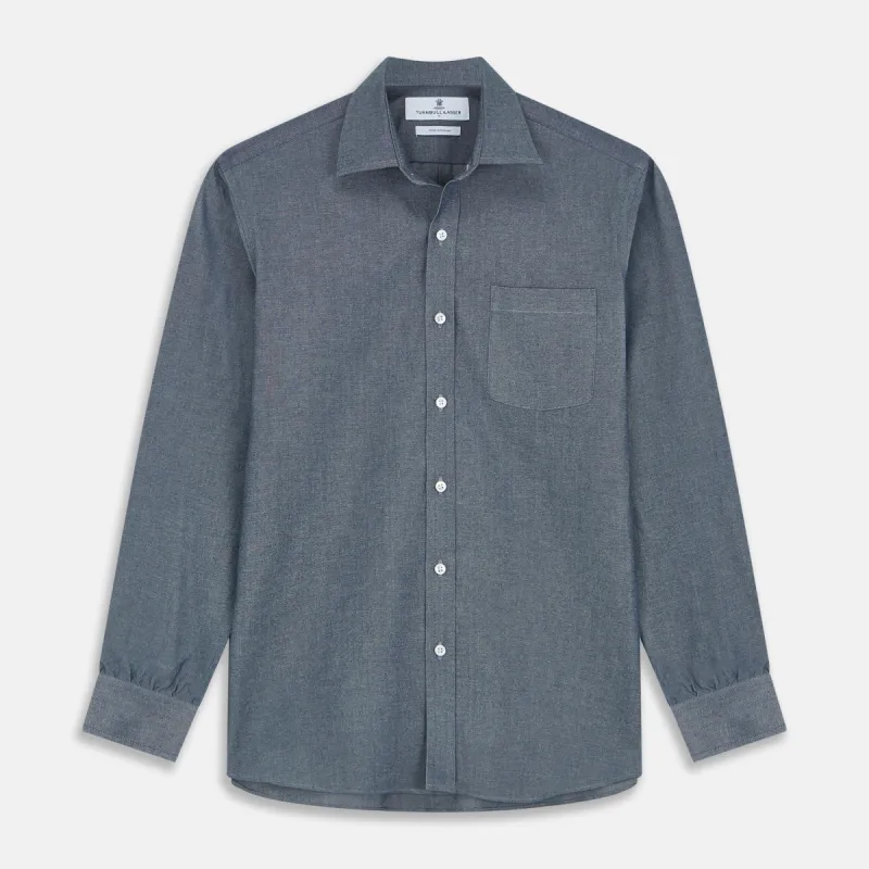 Blue Weekend Fit Oxford Finch Shirt With Derby Collar And Chest Pocket sold by Turnbull & Asser
