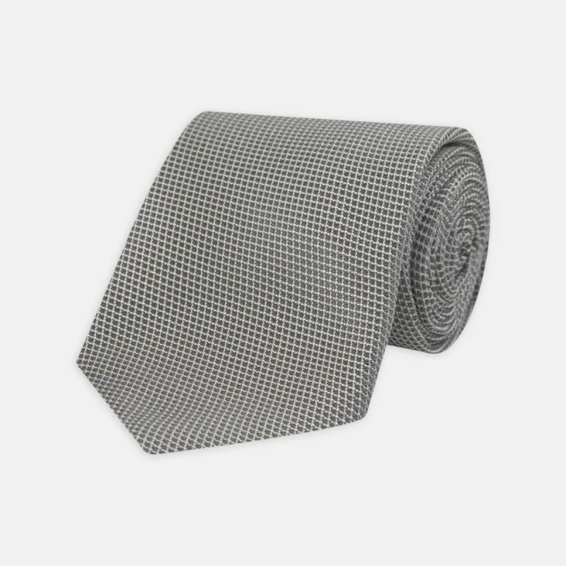 Light Grey Grenadine Silk Tie sold by Turnbull & Asser