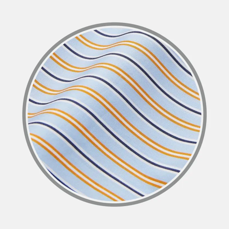 Blue, Orange & Navy Multi Stripe Cotton Fabric sold by Turnbull & Asser