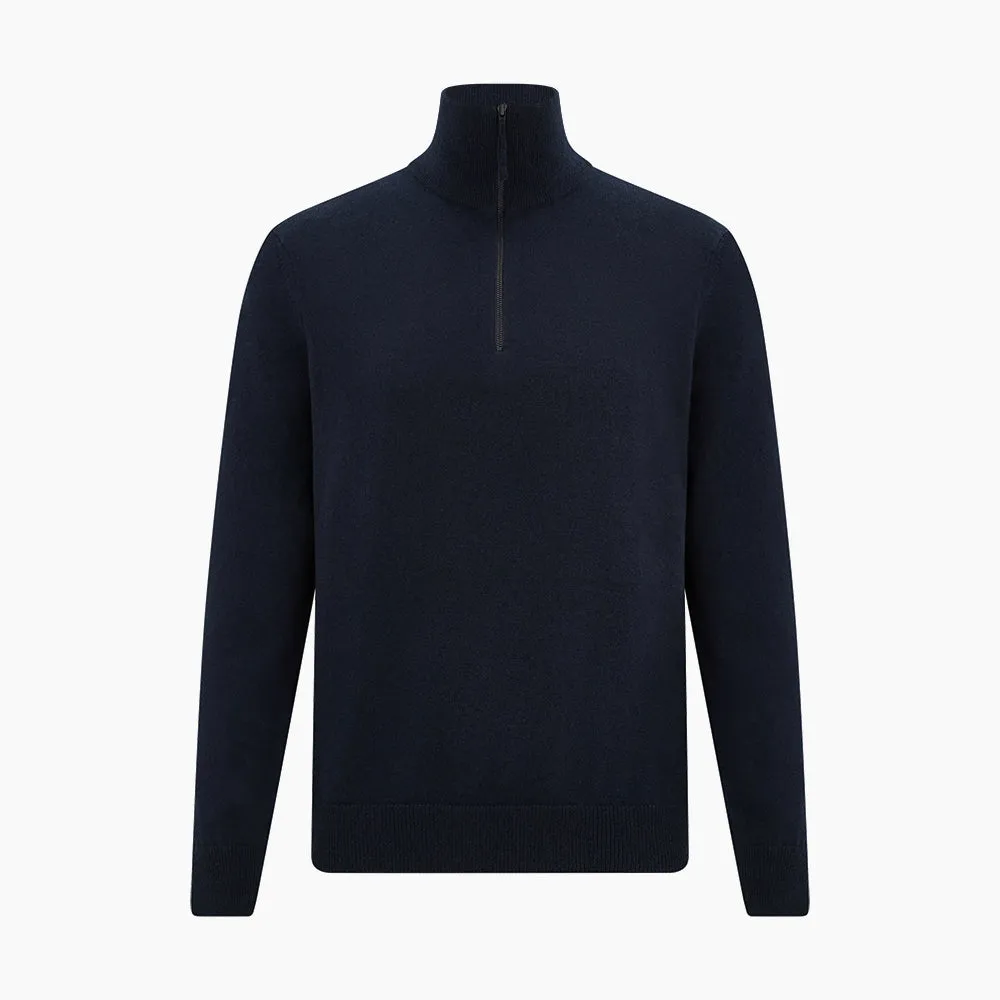 Midnight Blue Half-Zip Cashmere Jumper sold by Turnbull & Asser product image thumbnail 5