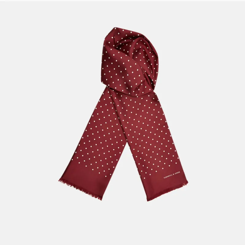 Burgundy and White Spotted Silk Scarf sold by Turnbull & Asser