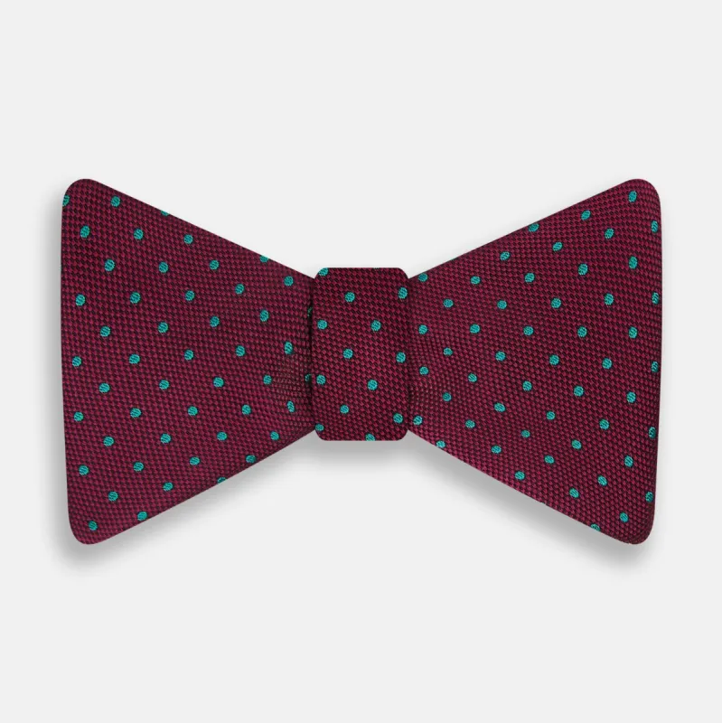 Green and Magenta Spot Silk Bow Tie sold by Turnbull & Asser
