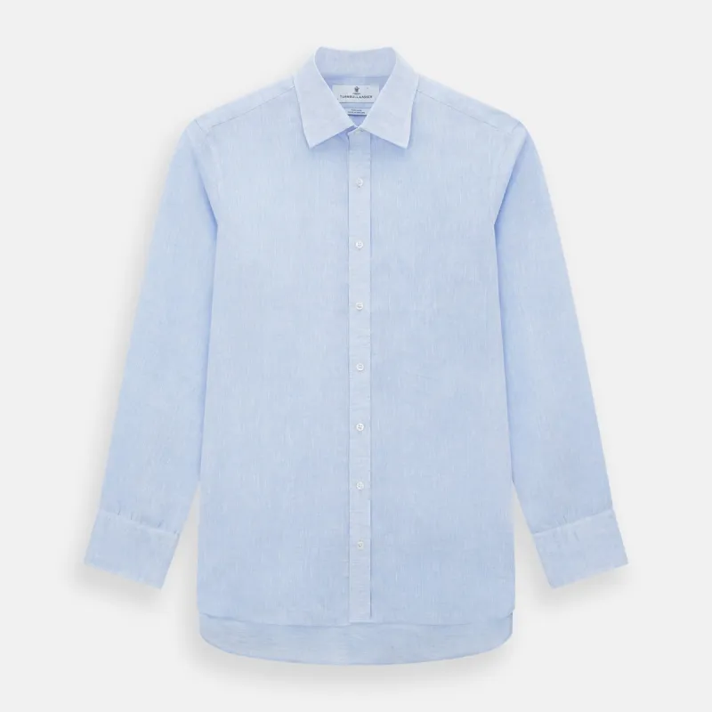 Pale Blue Linen Mayfair Shirt sold by Turnbull & Asser