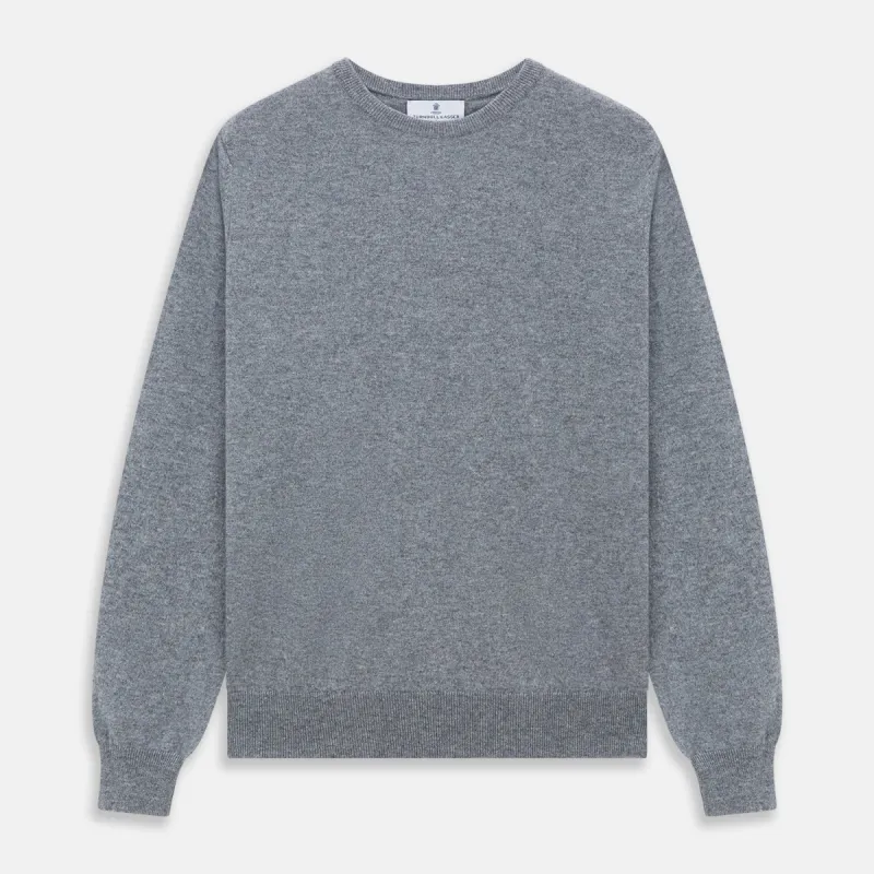 Flannel Grey Crew Neck Cashmere Jumper sold by Turnbull & Asser