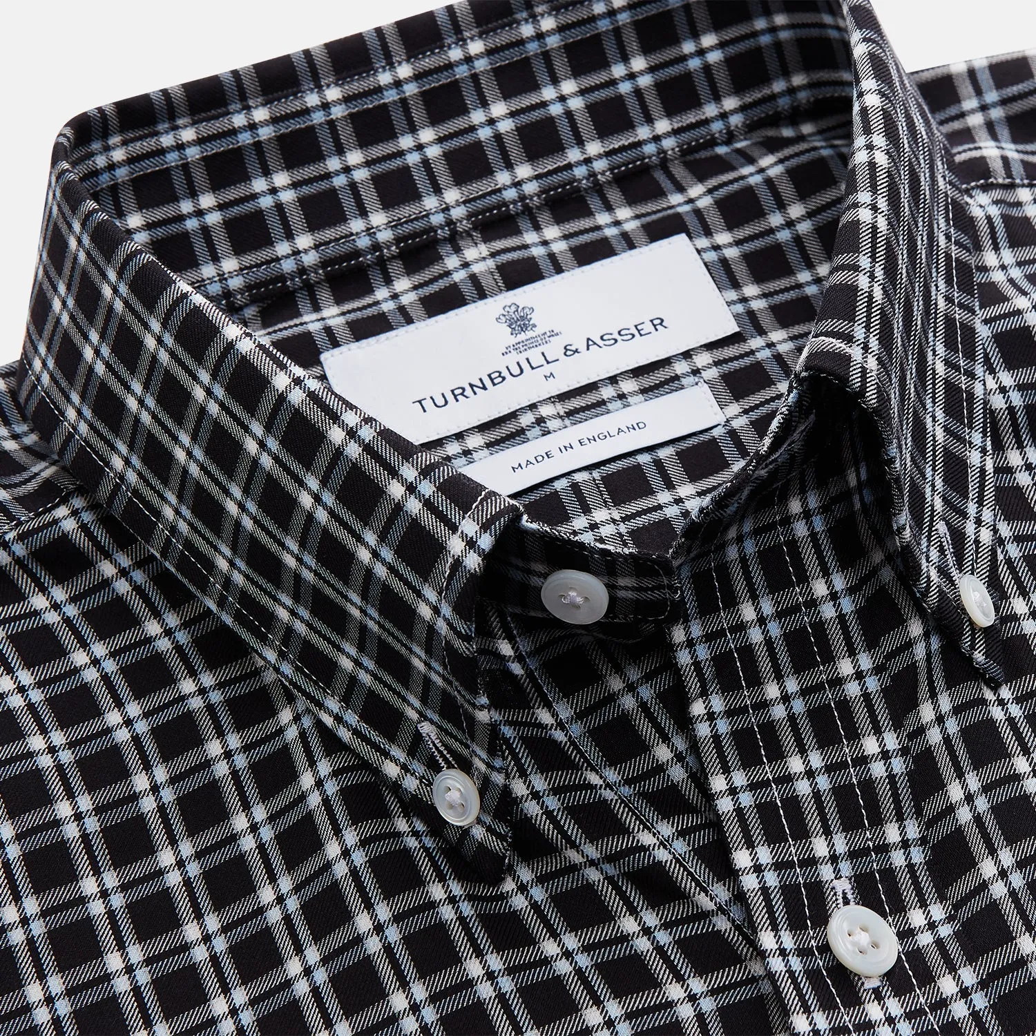 Black Multi Check Cotton Blend Weekend Fit Hayne Shirt sold by Turnbull & Asser product image thumbnail 3