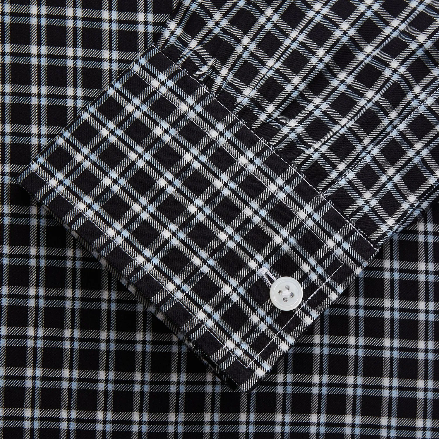 Black Multi Check Cotton Blend Weekend Fit Hayne Shirt sold by Turnbull & Asser product image thumbnail 2