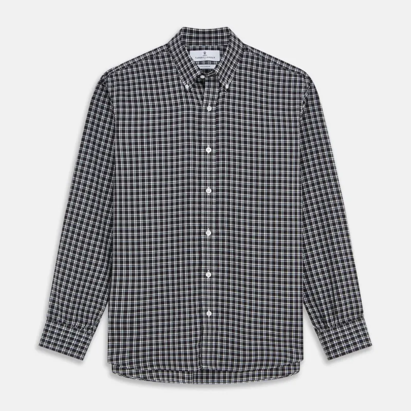Black Multi Check Cotton Blend Weekend Fit Hayne Shirt sold by Turnbull & Asser