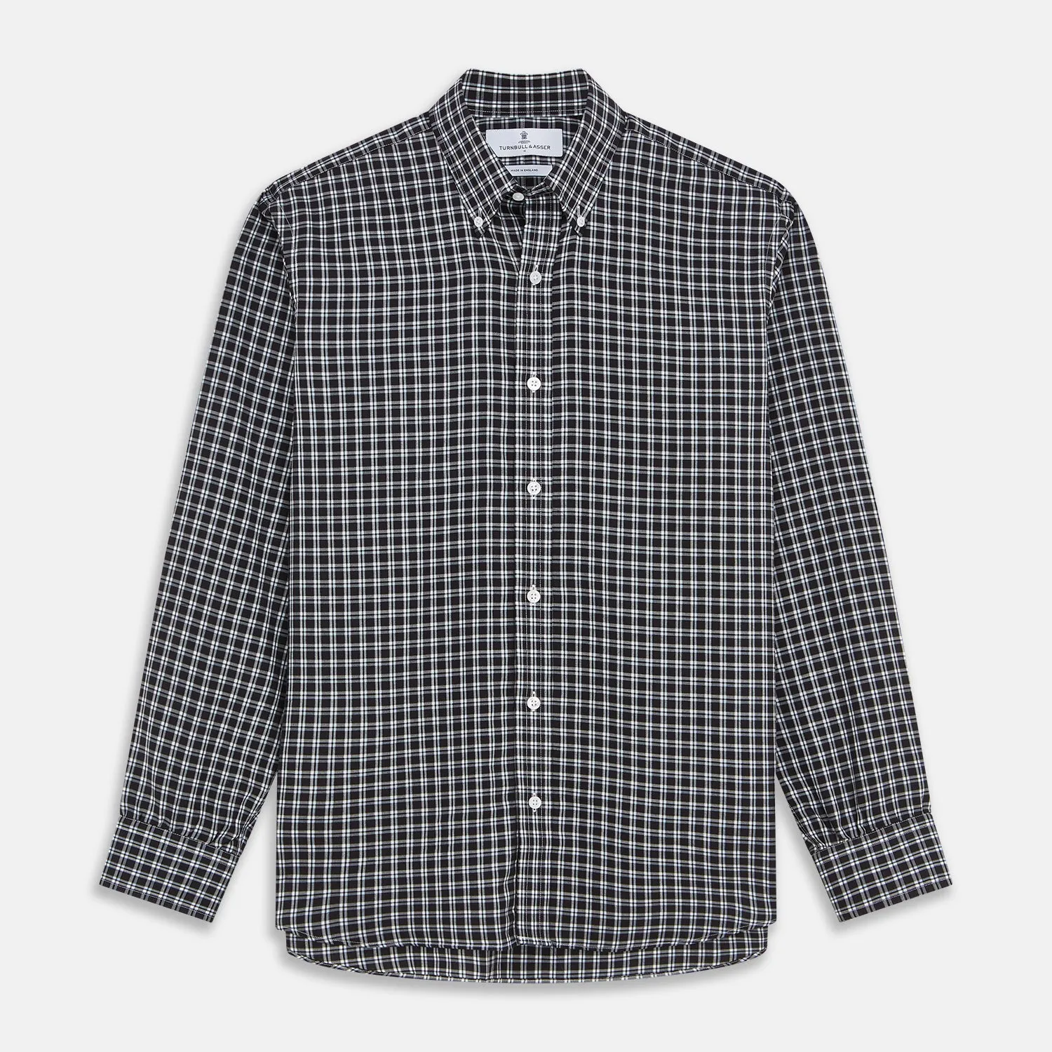 Black Multi Check Cotton Blend Weekend Fit Hayne Shirt sold by Turnbull & Asser