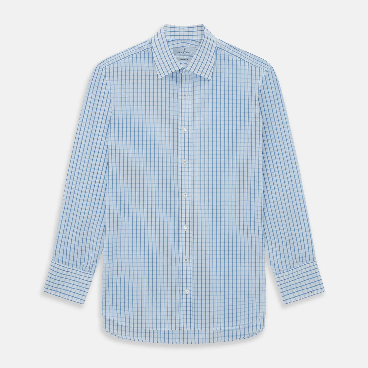 WHITE & BLUE CHECK COTTON REGULAR FIT SHIRT sold by Turnbull & Asser product image thumbnail 3