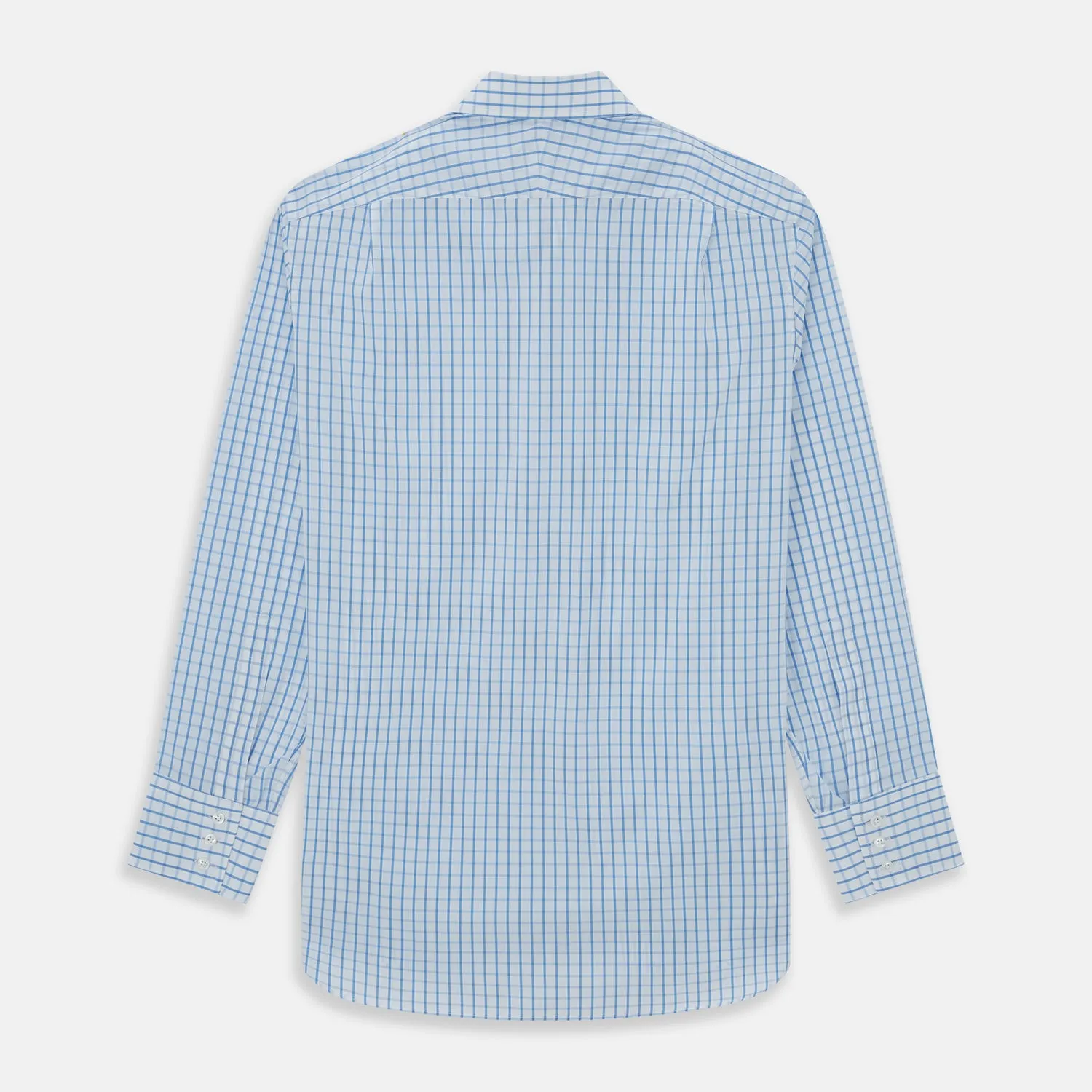 WHITE & BLUE CHECK COTTON REGULAR FIT SHIRT sold by Turnbull & Asser product image thumbnail 2