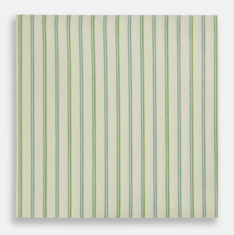 Hand Rolled Green Double Stripe Handkerchief sold by Turnbull & Asser