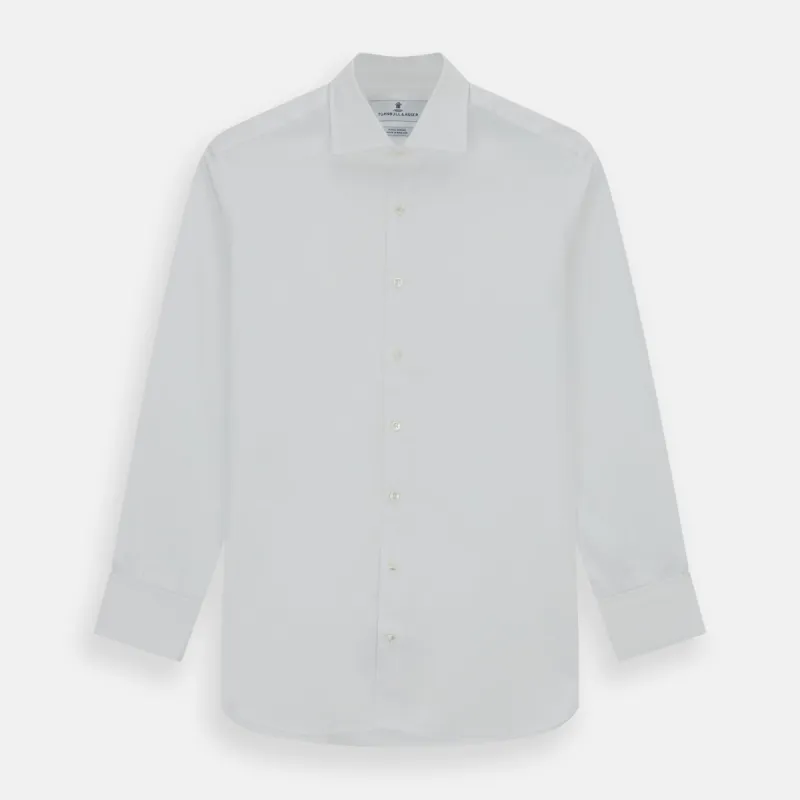 Tailored Fit White Royal Oxford Cotton Shirt with Kent Collar and Double Cuffs sold by Turnbull & Asser