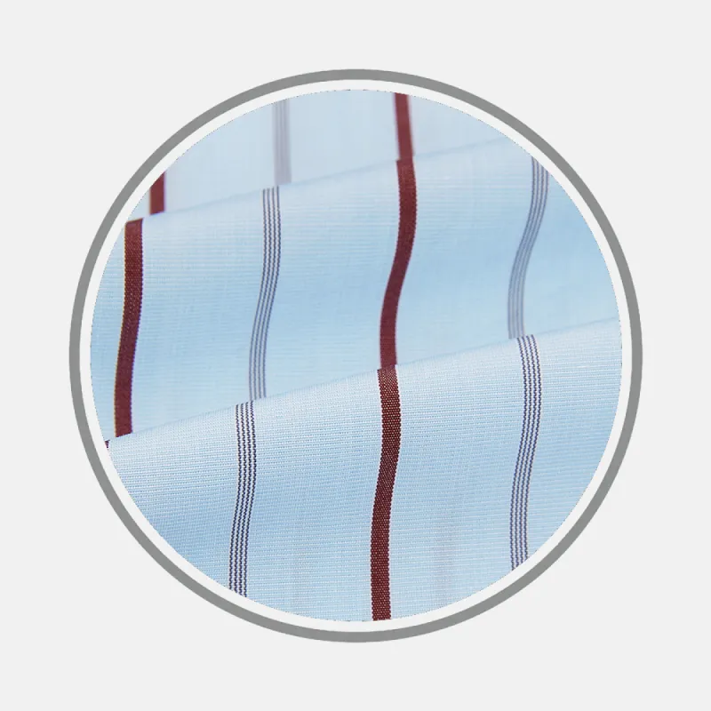 BURGUNDY WIDE PINSTRIPE FABRIC sold by Turnbull & Asser