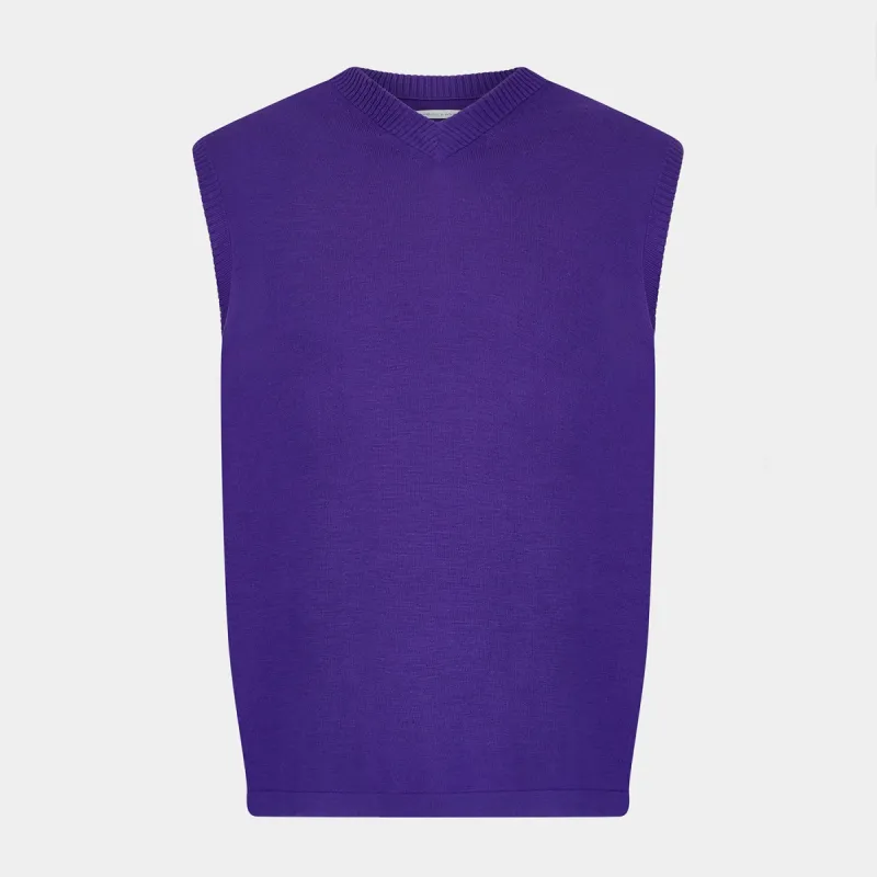 Purple Fine Merino V-Neck Vest sold by Turnbull & Asser