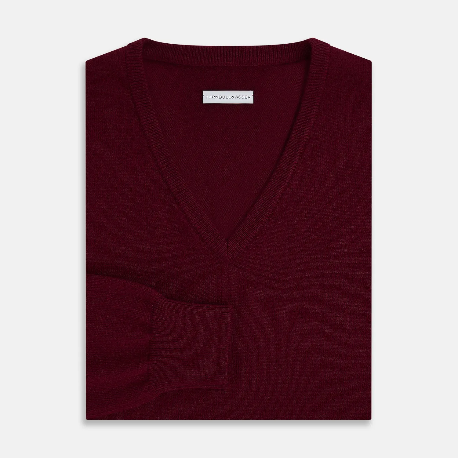 Burgundy Cashmere V-neck Jumper sold by Turnbull & Asser product image thumbnail 4