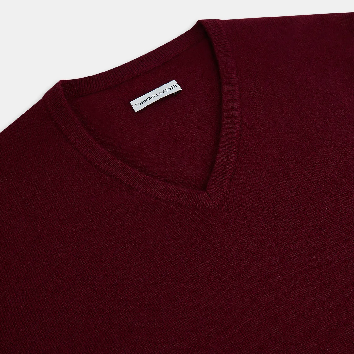 Burgundy Cashmere V-neck Jumper sold by Turnbull & Asser product image thumbnail 2