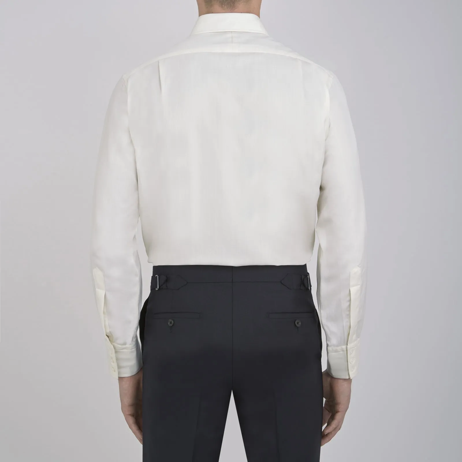 Cream Herringbone Superfine Cotton Shirt with T&A Collar and 3-Button Cuffs sold by Turnbull & Asser product image thumbnail 3