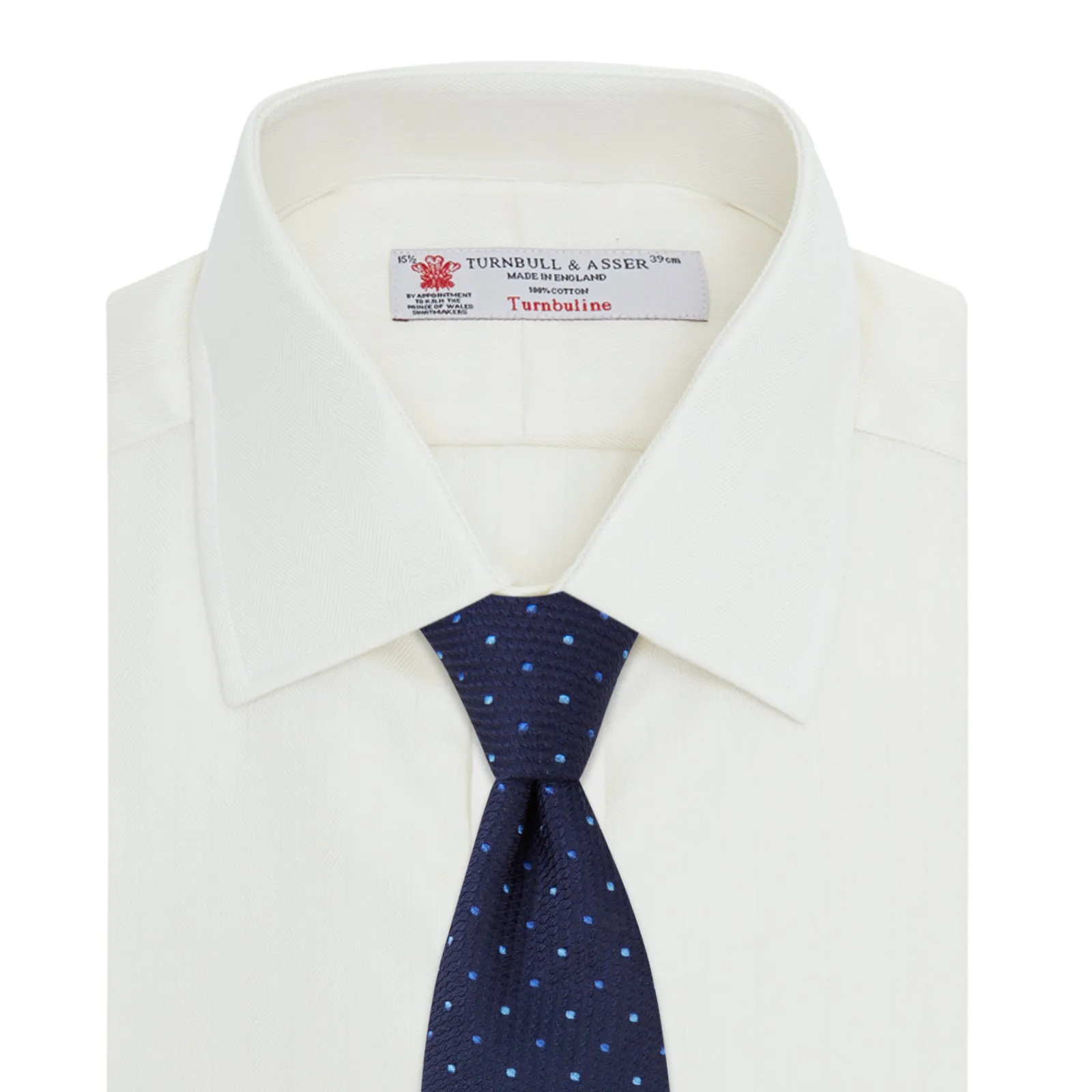 Cream Herringbone Superfine Cotton Shirt with T&A Collar and 3-Button Cuffs sold by Turnbull & Asser product image thumbnail 4