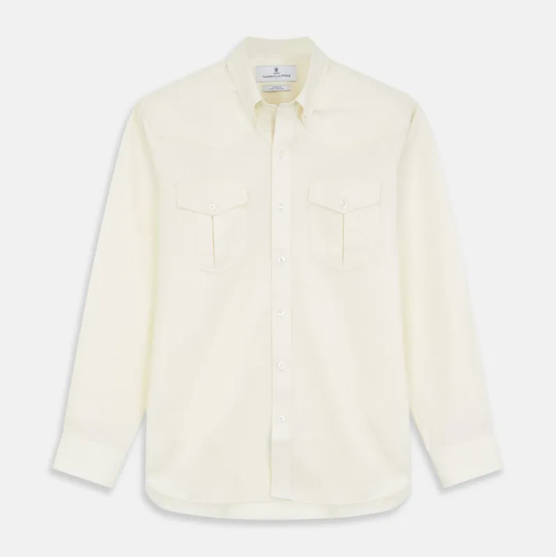 Cream Weekend Fit Larkin Shirt With Dorset Collar And 3-Button Cuffs sold by Turnbull & Asser