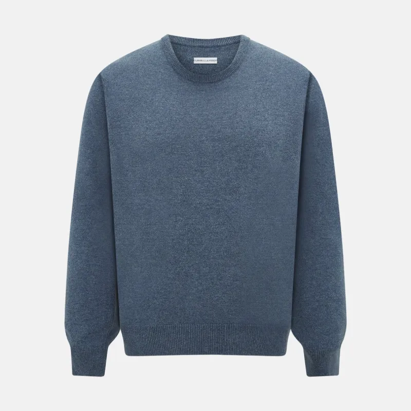 Pacific Blue Cashmere Round Neck Jumper sold by Turnbull & Asser