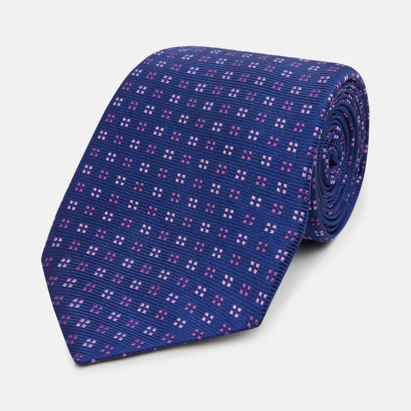 Blue and Pink Multi Dot Silk Tie sold by Turnbull & Asser