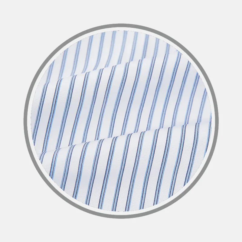 NAVY DOUBLE PINSTRIPE FABRIC sold by Turnbull & Asser