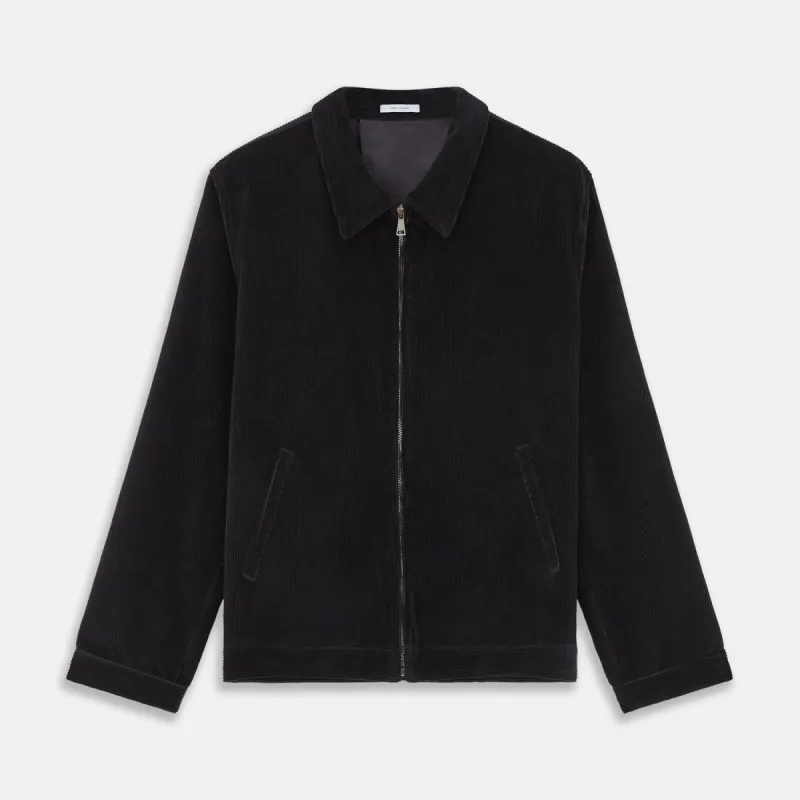 Navy Cord Albi Harrington Jacket sold by Turnbull & Asser